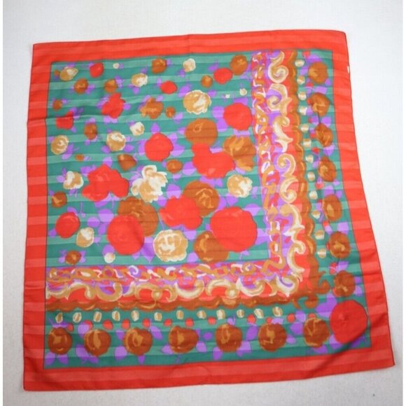 WOMEN'S ORANGE PRINT SQUARE SCARF - 30IN X 30IN - Picture 1 of 6